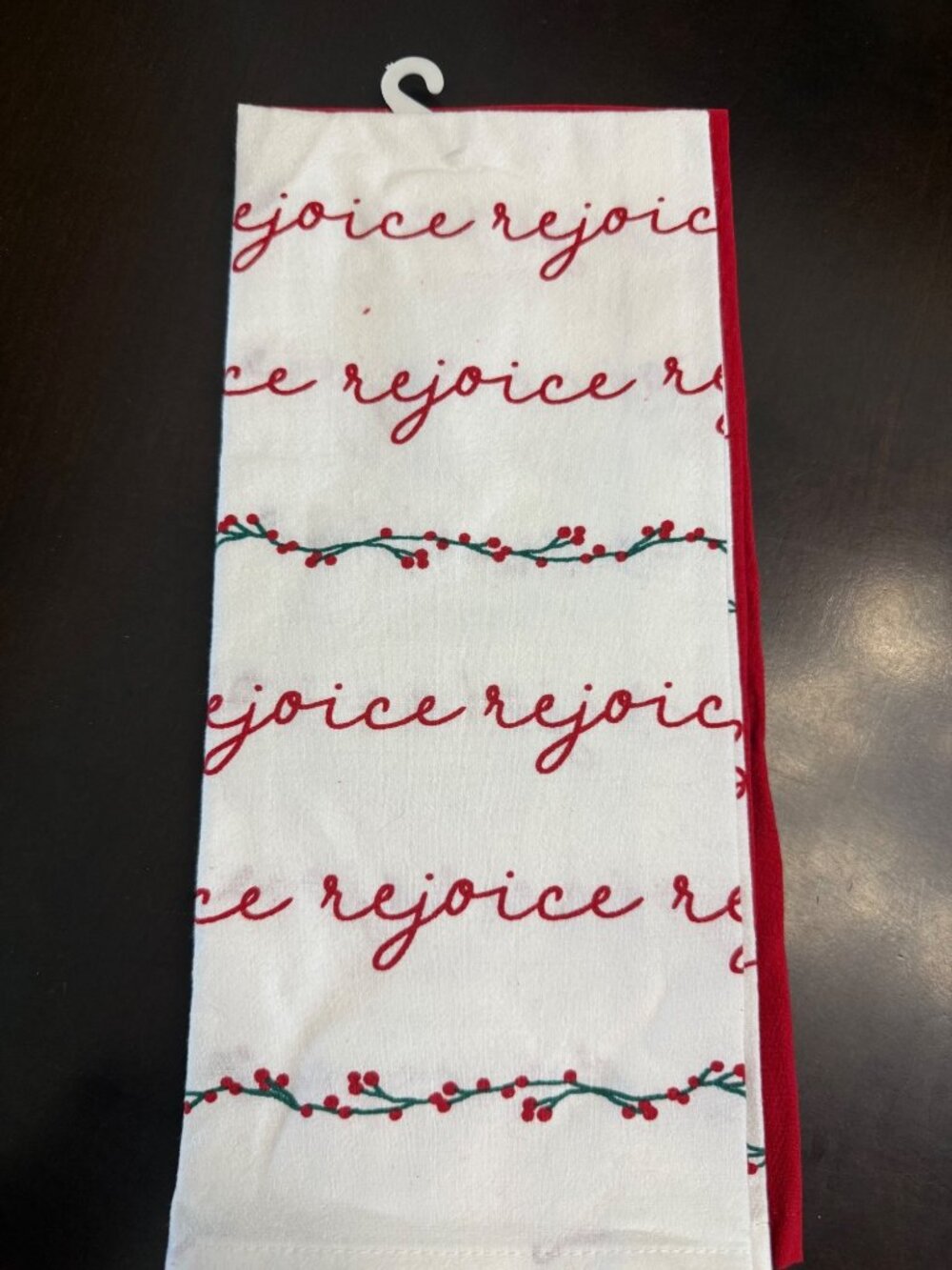 Christmas Kitchen Towels Pair St. Nicholas Square Rejoice Red & White 16x26